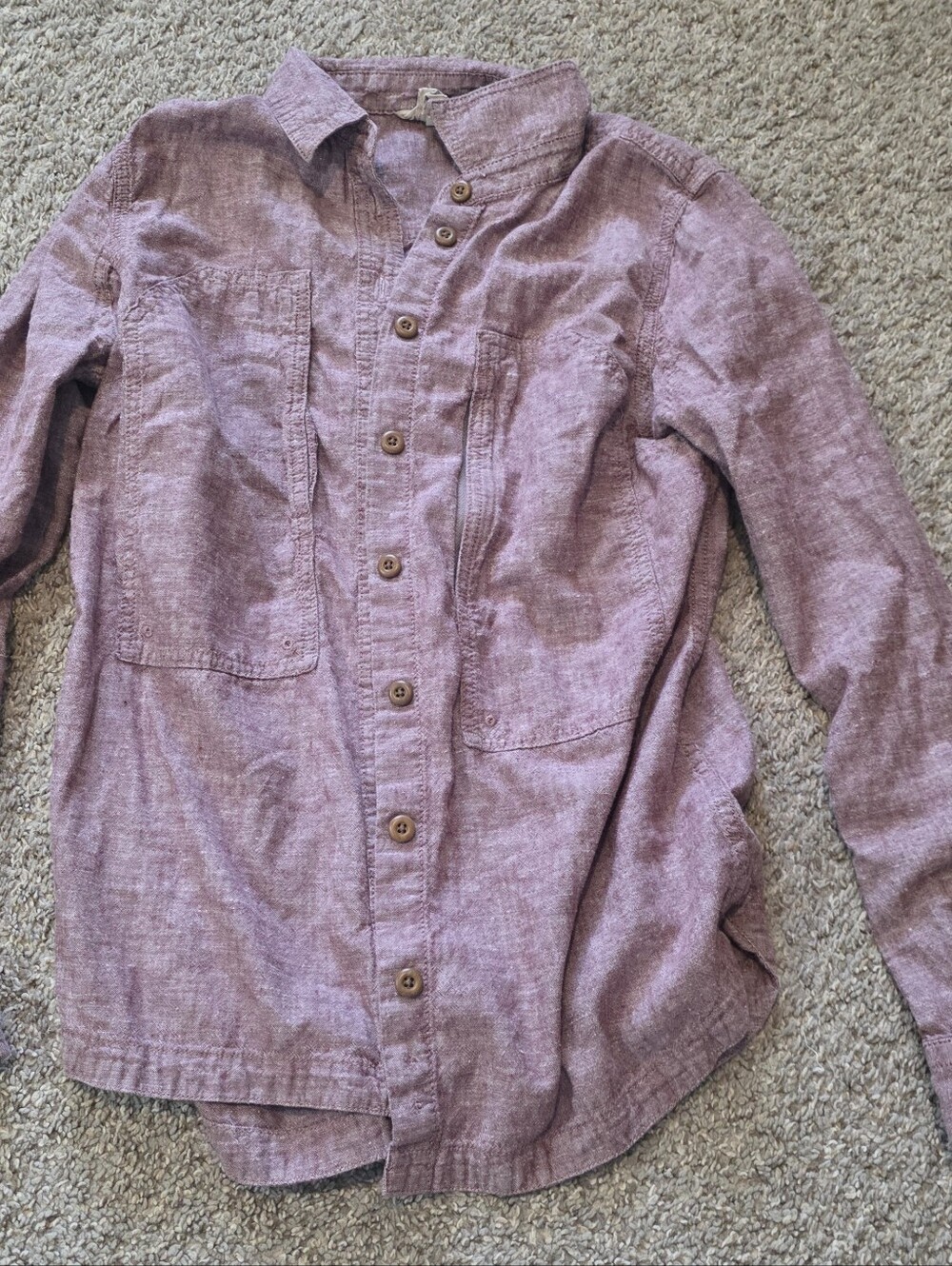 Duluth Trading Co Lavender Heathered Button-Down Shirt
